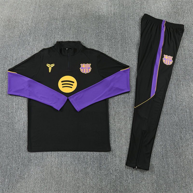 New Barcelona Autumn and Winter Long-Sleeved Football Training Uniform Barcelona Half-Zip Sports Sweatshirt Jacket for Adults and Children