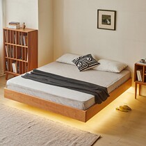 Home wood language simple no bedside suspension bed small apartment solid wood net red light with 1 8 meters cherry wood master bedroom