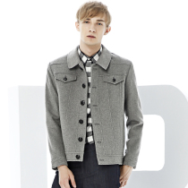 Youjishi wool coat mens short autumn and winter gray mens wool coat Youth wool coat jacket
