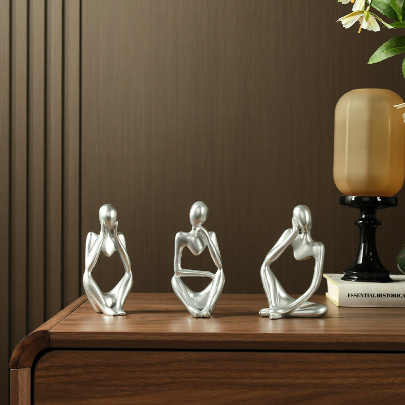 Vintage Dining Room High-End Thinker Figurine Art Crafts Bookshelf Elegant Decoration Home Nostalgic Study Room