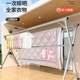 ສະແຕນເລດ telescopic folding clothes rack drying rack indoor floor-standing mobile clothes drying rod hidden quilt drying clothes rack floor-standing