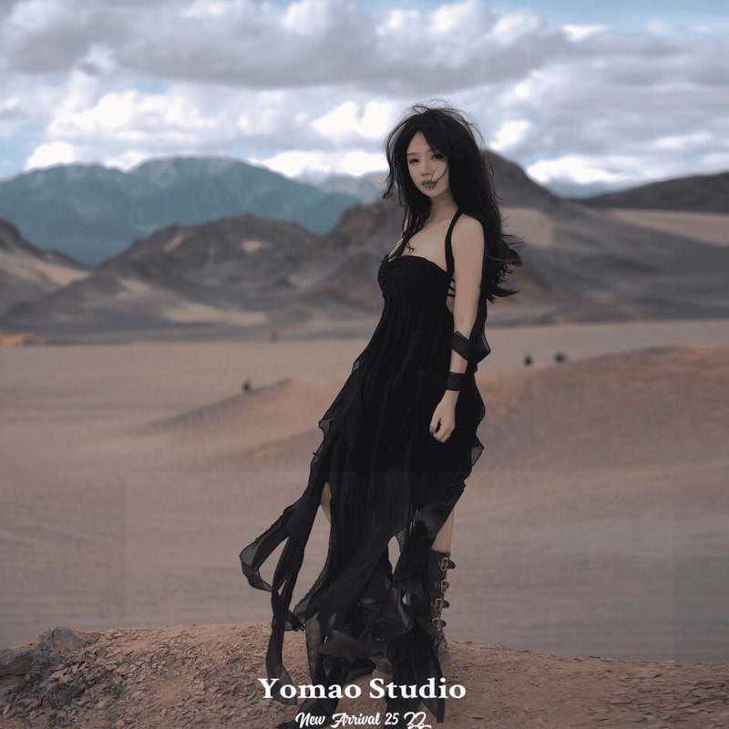 Ganqing Big Ring Line Travel Black Solo Outfits Women's Clothing Photo Looks Great Black Ribbon Dress Holiday Long Skirt Ganqing Big Ring Line Travel Black Solo Outfits Women's Clothing Photo Looks Great Black Ribbon Dress Holiday Long Skirt