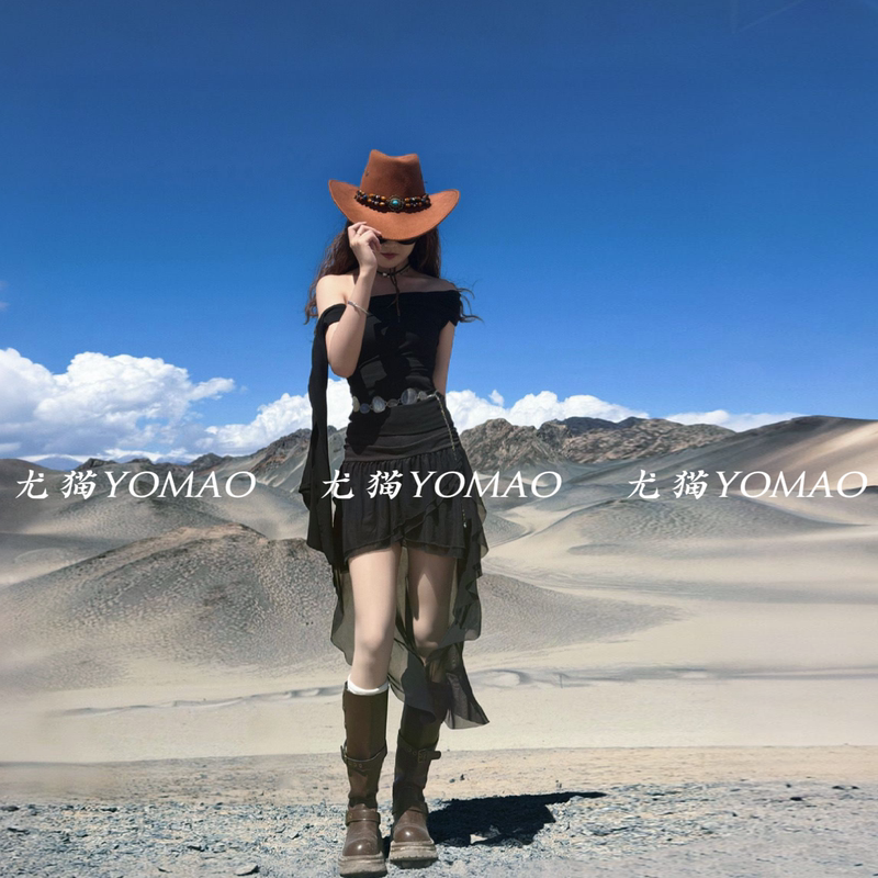 Gansu-Qinghai Grand Loop Tour Outfit: Dunhuang Black Mountain Desert Flowing Dress Set, Egypt Xinjiang Dress for Women Gansu-Qinghai Grand Loop Tour Outfit: Dunhuang Black Mountain Desert Flowing Dress Set, Egypt Xinjiang Dress for Women