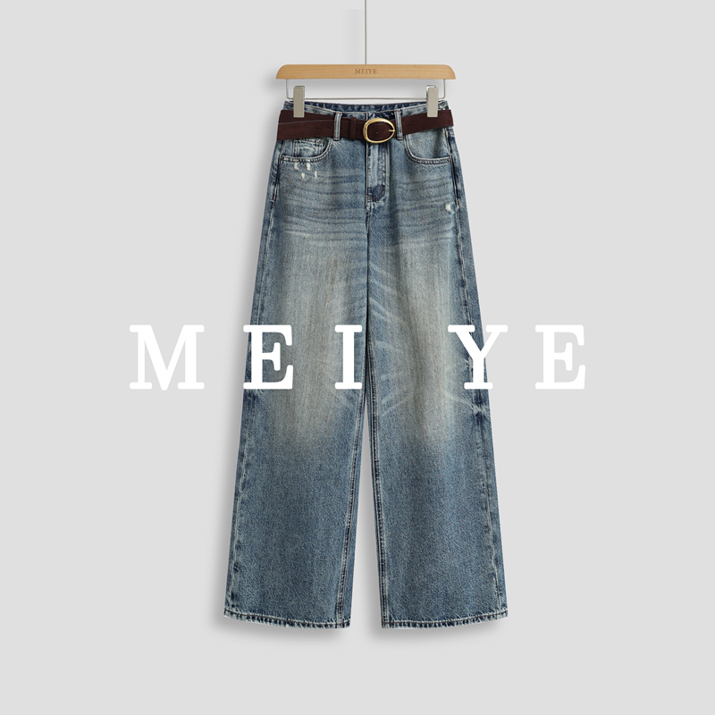 Meiye 【Latitude】Imported Washed Vintage Whiskered Jeans, Niche Minimalist Straight Loose Distressed Long Pants Meiye 【Latitude】Imported Washed Vintage Whiskered Jeans, Niche Minimalist Straight Loose Distressed Long Pants