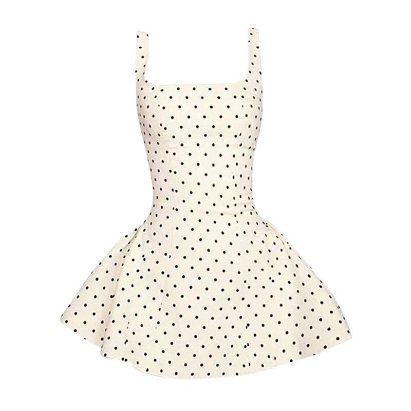 Double-Tracked Yu Shuxin and Jiang Mu's Same Design, Petite White Polka Dot Dress, High-End Puffy Short Skirt for Women Double-Tracked Yu Shuxin and Jiang Mu's Same Design, Petite White Polka Dot Dress, High-End Puffy Short Skirt for Women