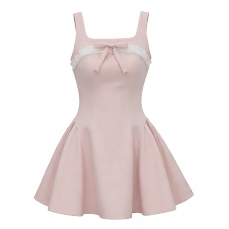 Ready-Made Ballet Girl Light Pink Sweet Princess Lace Dress with Waist-Cinching Puffy Skirt, High-End Birthday Dress