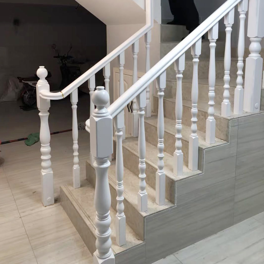 Solid Wood Stairway Armrest Fencing Baking Paint Post Guard Rail Floating Window Cement Beech Wood Oak Railing Home Villa Brief