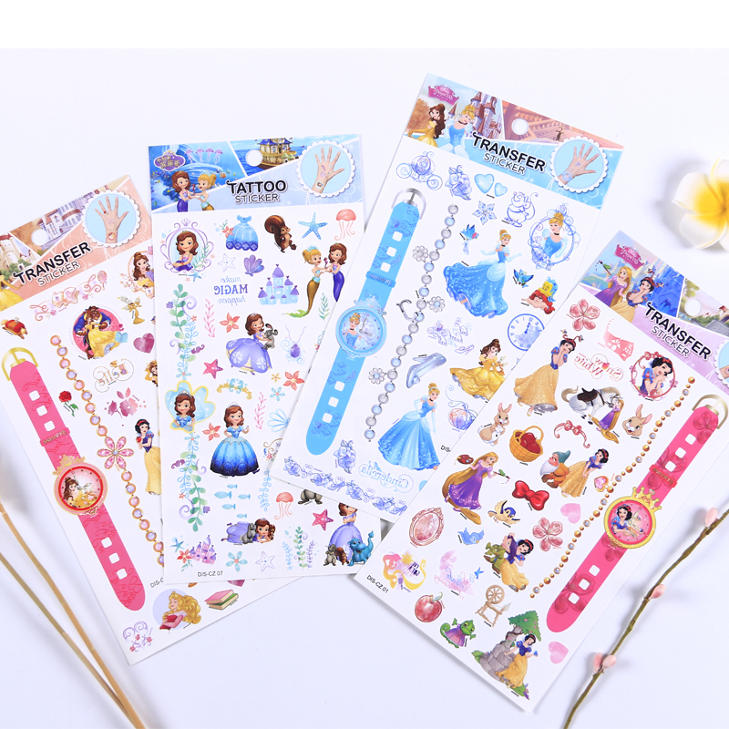 Disney Watch Tattoo Stickers Ice Princess Baby Girl Cartoon Dress-Up Children's DIY Student Rewards