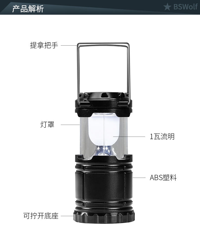 北山狼户外led亮帐篷灯露营灯电池野营灯营地灯户外照明灯节能