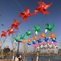 Finished windmill string kindergarten Scenic Area plastic small windmill decoration outdoor rotating four-leaf custom windmill tunnel