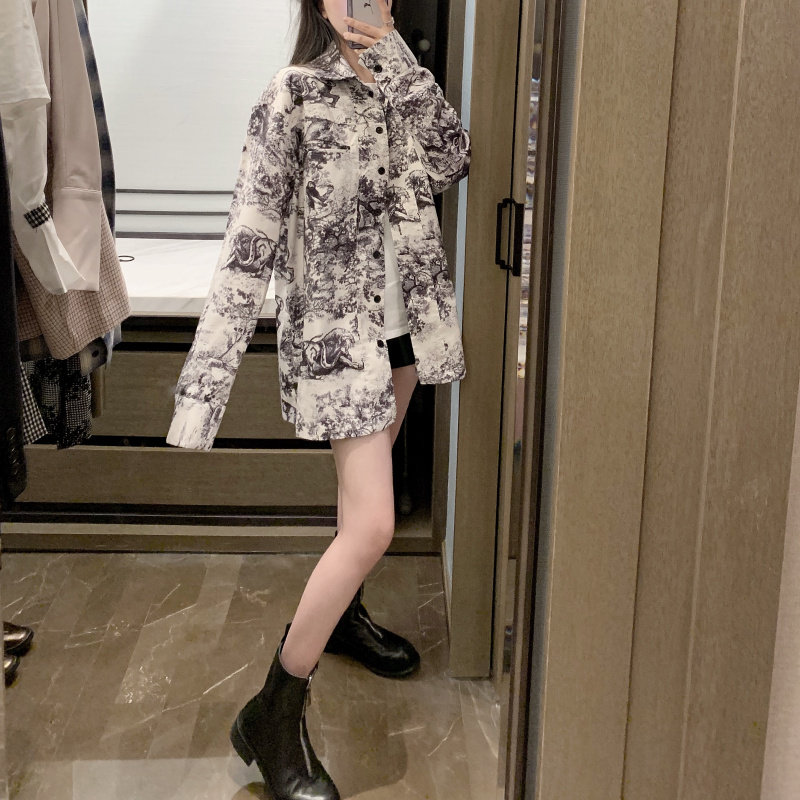 Han Xiao Mia 2019 summer new animal print shirt female trendy loose slim shirt cool
