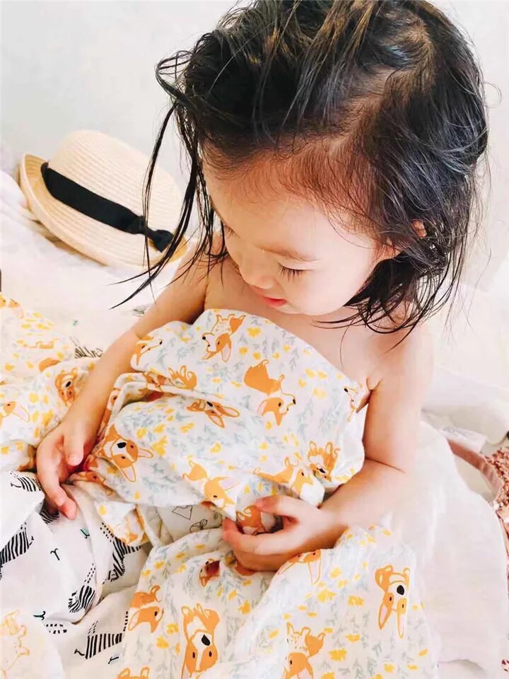 2020ins baby gauze bath towel baby cotton bamboo fiber hug quilt newborn swaddle wrap towel bath towel blanket