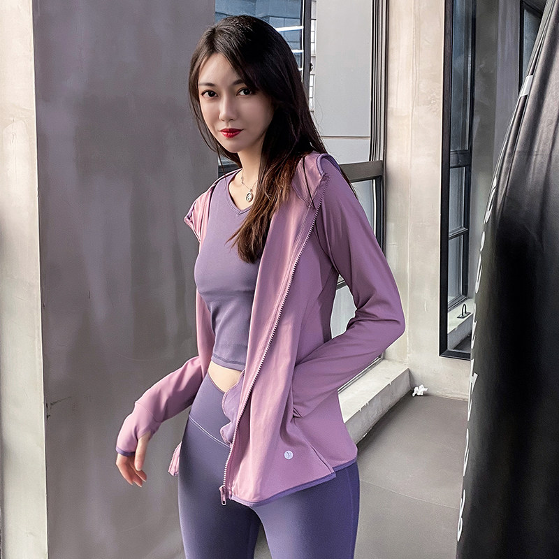 2021 Sport suit Women's autumn winter long sleeves Lianhood Running speed dry casual professional fitness yoga three-piece set