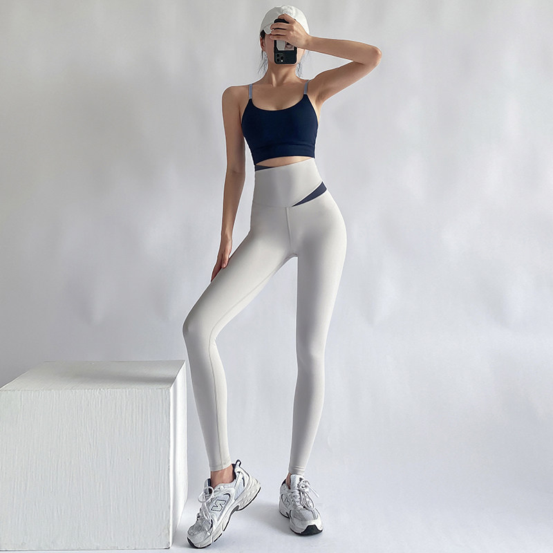 High waist tight yoga suit female thin naked sense trousers outer wear abdomen fast drying running fitness sportswear autumn and winter