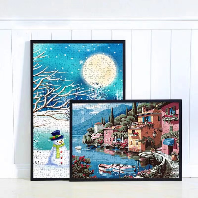 Living room scenery modern anime puzzle photo frame any color custom wooden