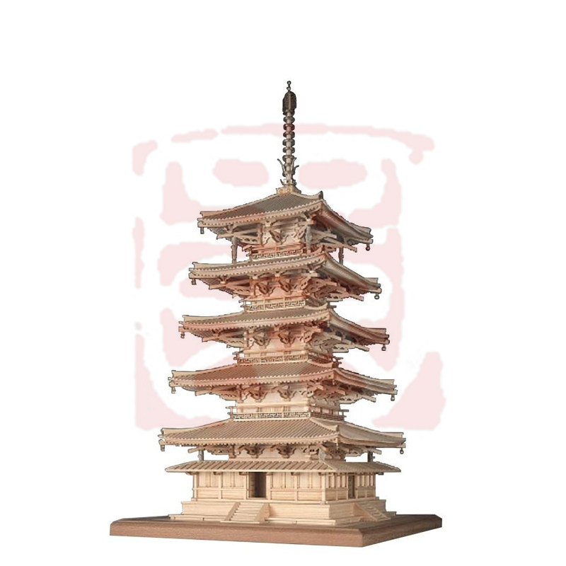 Japan hand-assembled WoodyJOE glazed light temple Fallon monastery Five-weight tower mortise and tenon mockup model craft gift pendulum piece