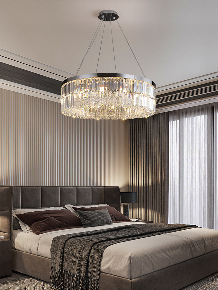 High-End Designer Living Room Chandelier, Light Luxury Style Circular Crystal Chandelier, Living Room Main Light, Grand and Luxurious Dining Room Chandelier