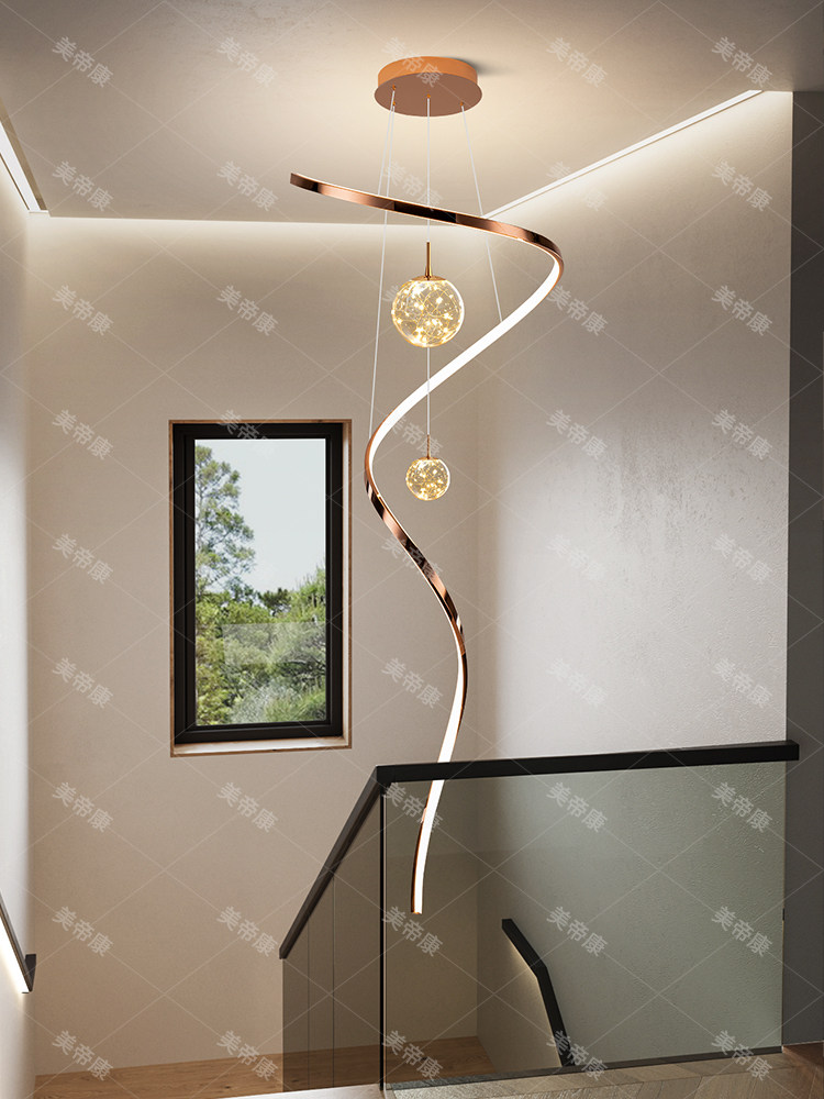 Designer Chandelier for Villa, Light Luxury Villa Duplex Living Room Lamp, Large Hollow Chandelier for Apartment, Open Staircase Lamp