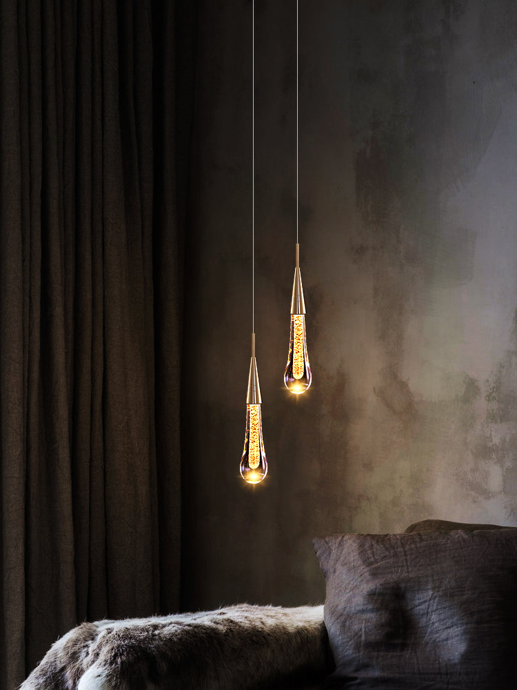 Bedroom Bedside Water Drop Small Chandelier Light Luxury Minimalist Tv Background Wall Showcase Bar Counter Creative Personalized Crystal Lighting
