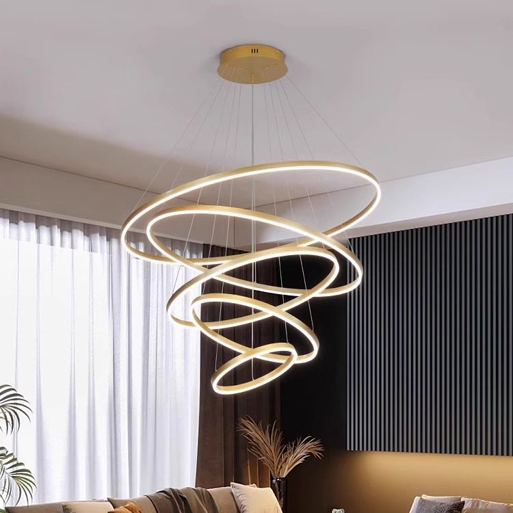 Villa Living Room Duplex Building Large Chandelier Simple Modern Round Lobby Apartment Hotel Open Staircase Loft Chandelier