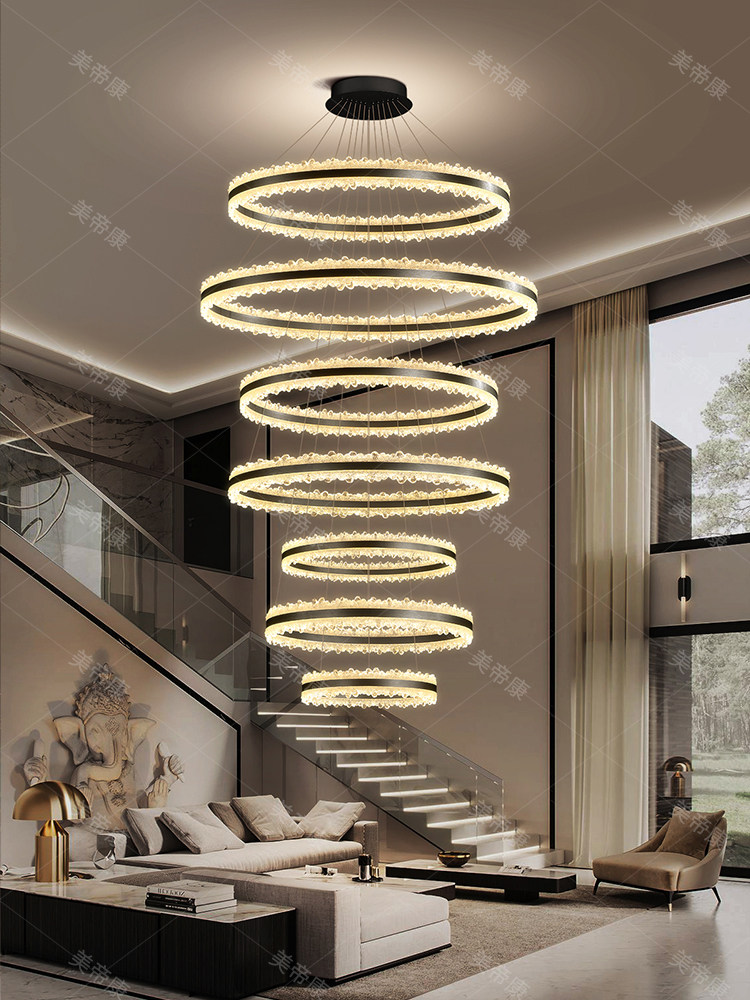 2025 New Model Villa Duplex Large Chandelier, Light Luxury, High Ceiling, Mid-Floor, Stairwell, Open Space, Living Room Chandelier