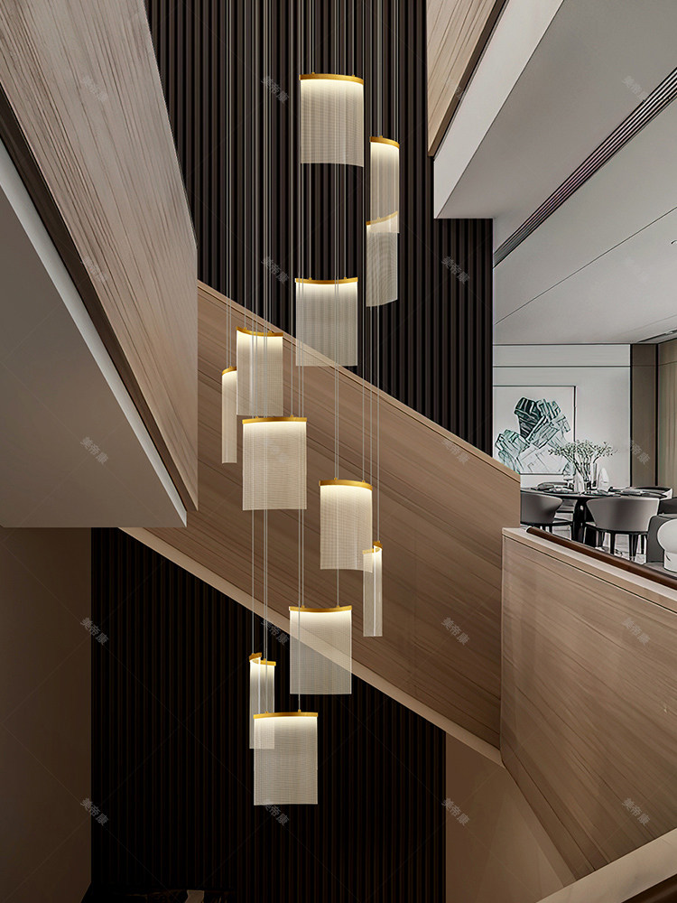 Staircase Chandelier Modern Minimalist Loft Apartment High Ceiling Chandelier Villa Duplex Building Spiral Staircase Long Chandelier