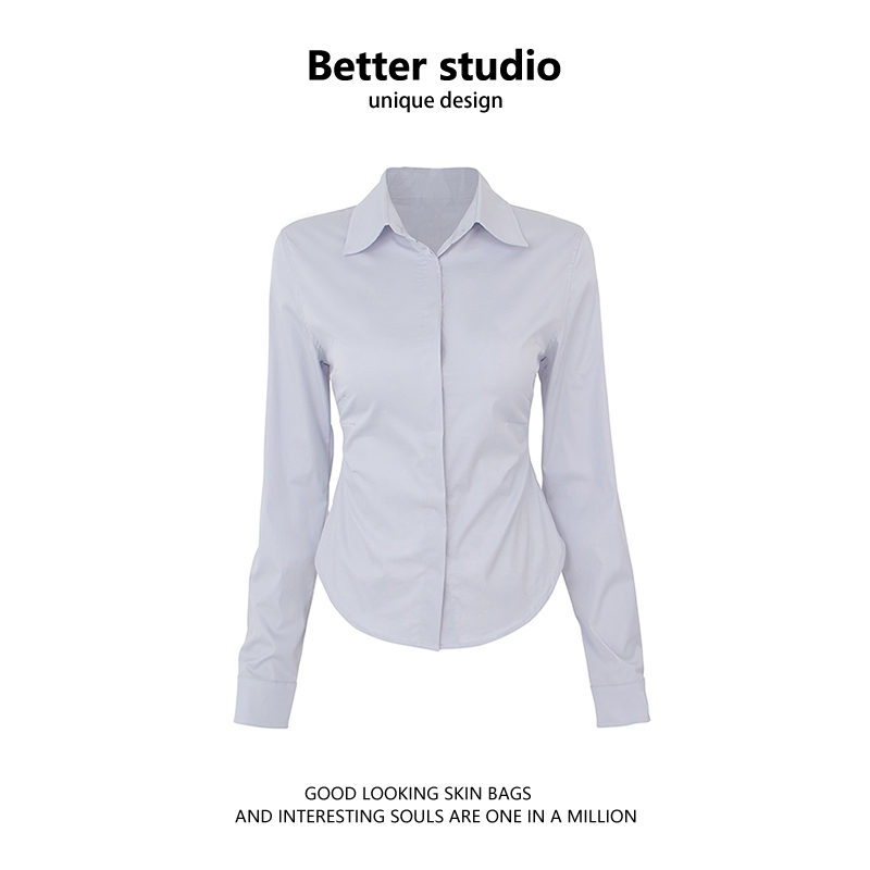Designed Pleated Waist-Cinching Shirt for Women, 2026 Autumn New Style, Elegant, Slim-Fitting, Casual, Versatile Long-Sleeve Top