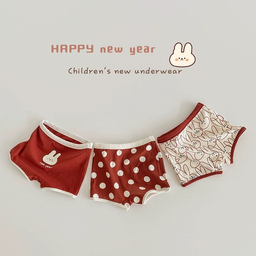 Детское нижнее белье, хлопковые штаны, красные шорты для девочек, трусы