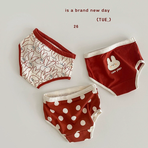 Детское нижнее белье, хлопковые штаны, красные шорты для девочек, трусы