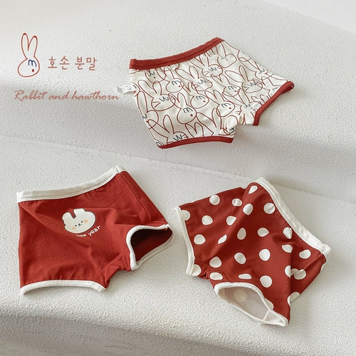 Детское нижнее белье, хлопковые штаны, красные шорты для девочек, трусы