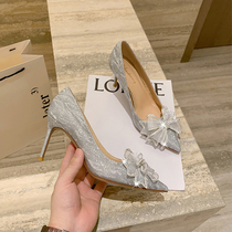 Accessories High heels Shoes Wedding Shoes Show and Wedding Dress Two Wear Bridal Shoes Bridesmaid Shoes Pointed Single Shoes Women Slim and not tired