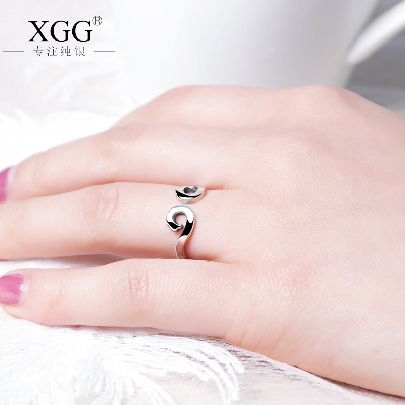 Sterling silver tight hoop curse ring ladies couples ring men's tail ring Wukong gold hoop stick Xiangyun Japanese and Korean trendy personality