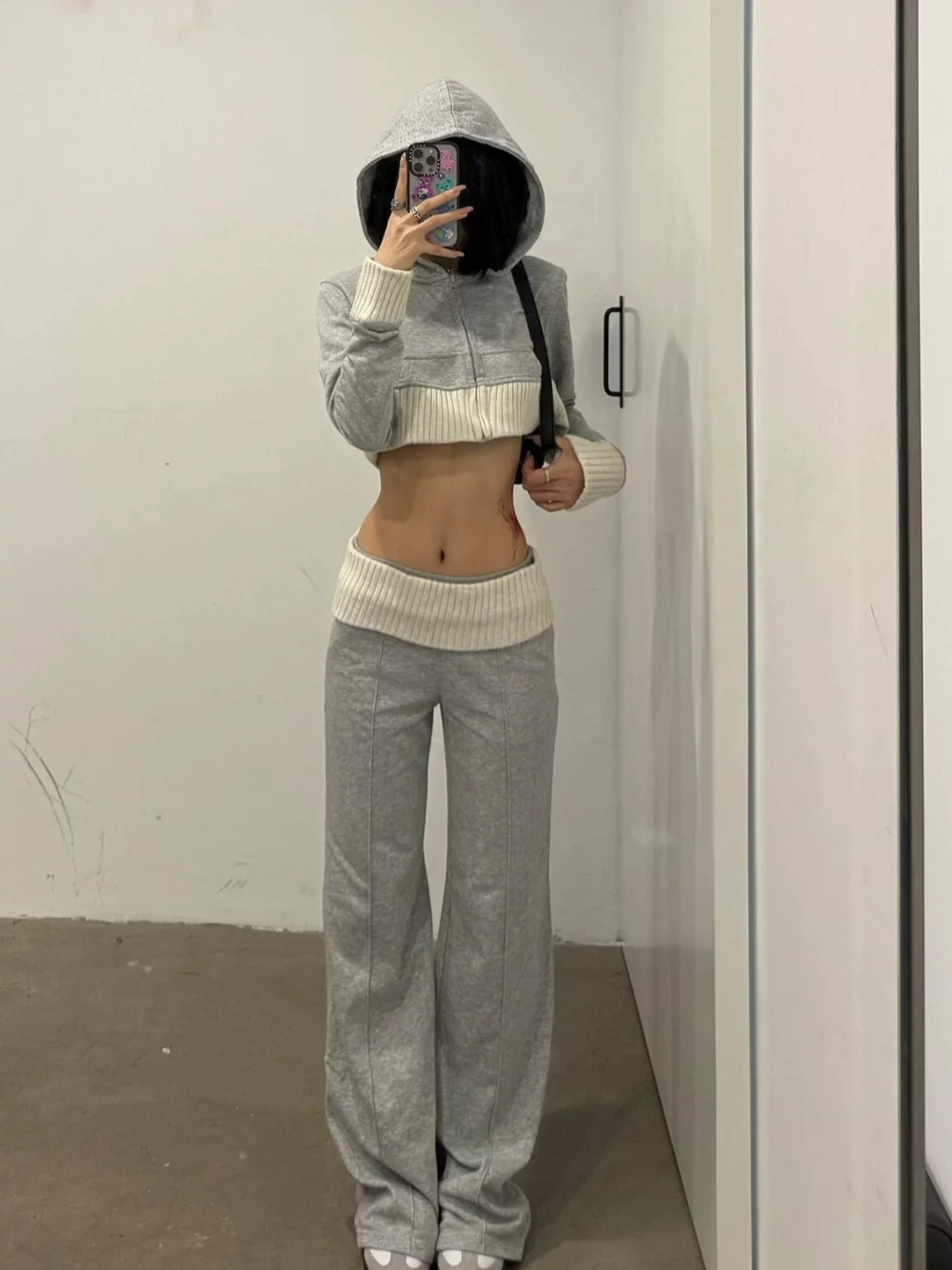Sports suit, set, short hoody, sweatshirt, loose straight fit