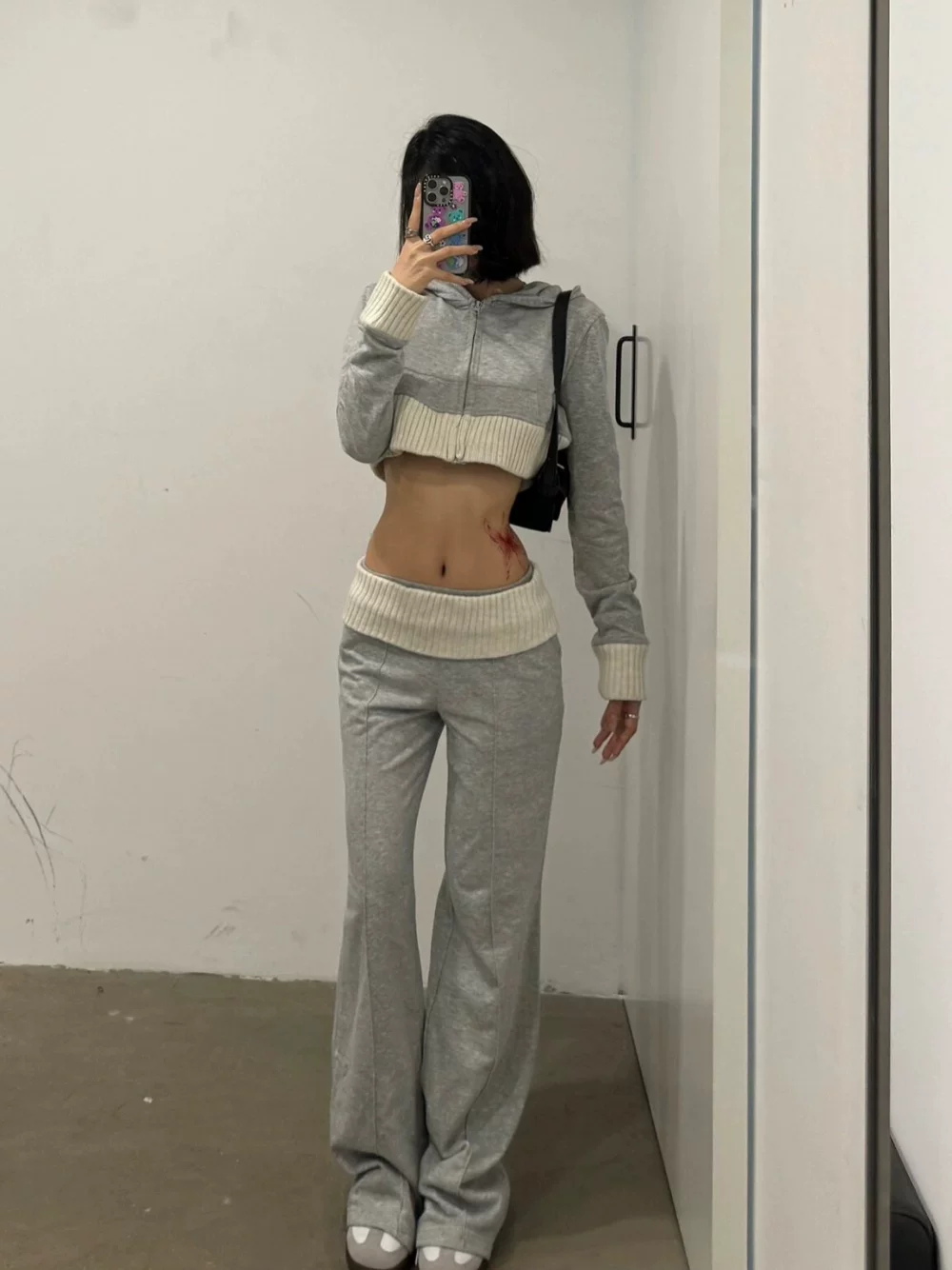 Sports suit, set, short hoody, sweatshirt, loose straight fit