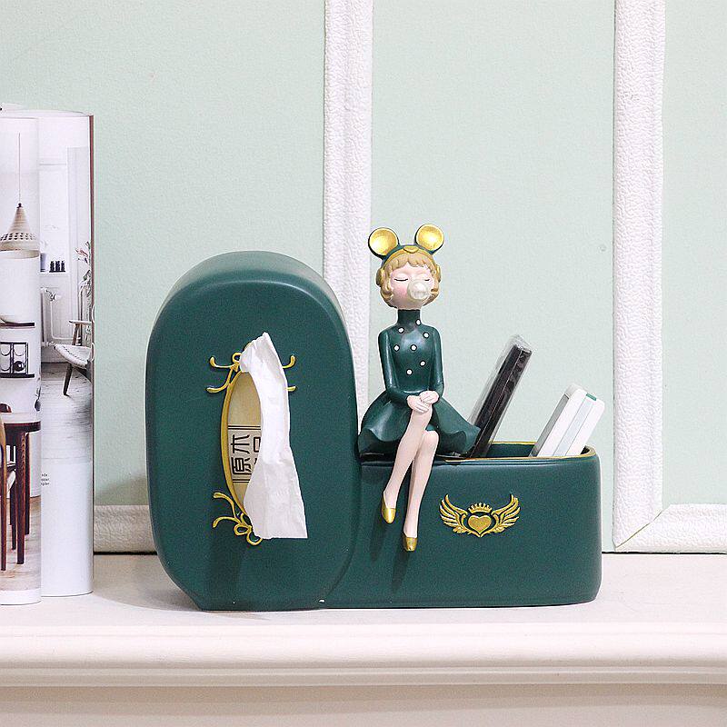 Bubble Girl Tissue Box Ornament Living Room Creative Coffee Table Multifunctional Remote Control Storage Box Light Luxury High-grade Paper Drawer
