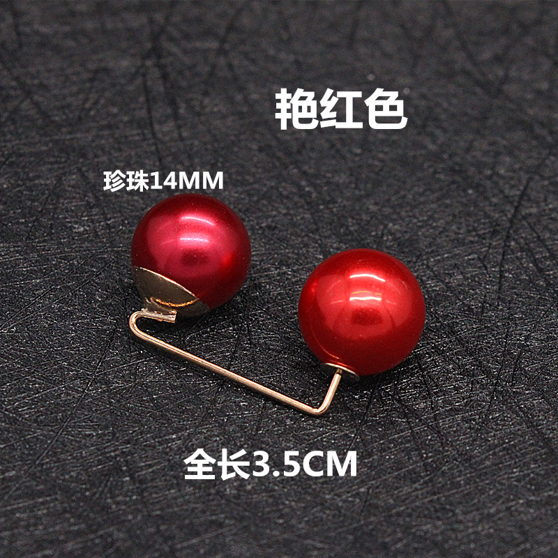 Trâm chống ánh sáng Ngọc trai hai đầu cong thanh thiết kế từ pin trâm Bib phụ kiện áo len ngắn da nữ cài áo đẹp