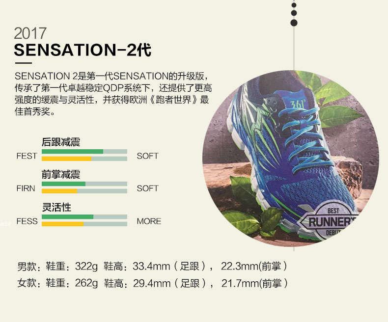 小神价 361 国际线 Sensation 2代 秋季稳定支撑 女子马拉松跑鞋 图6