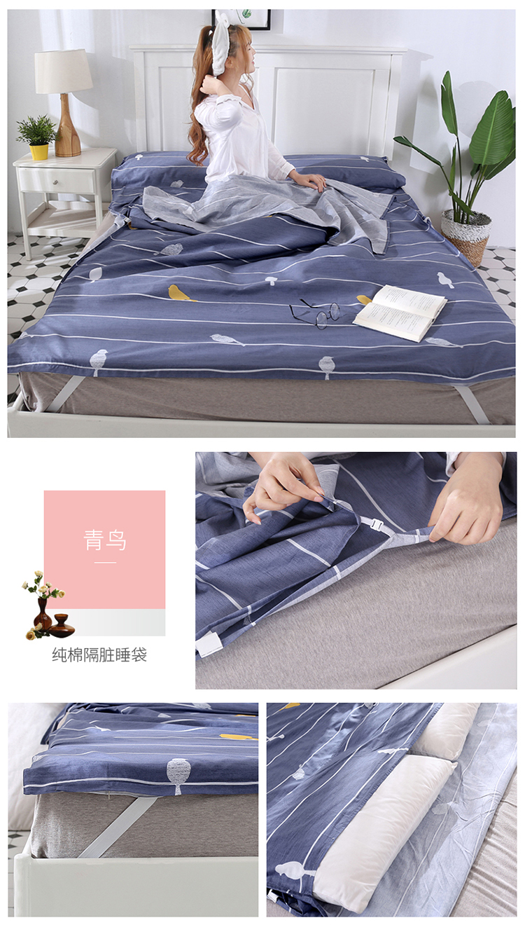 Du lịch xách tay bông người lớn du lịch bẩn bẩn túi ngủ khách sạn chống bẩn quilt đơn đôi bông siêu nhẹ bốn mùa