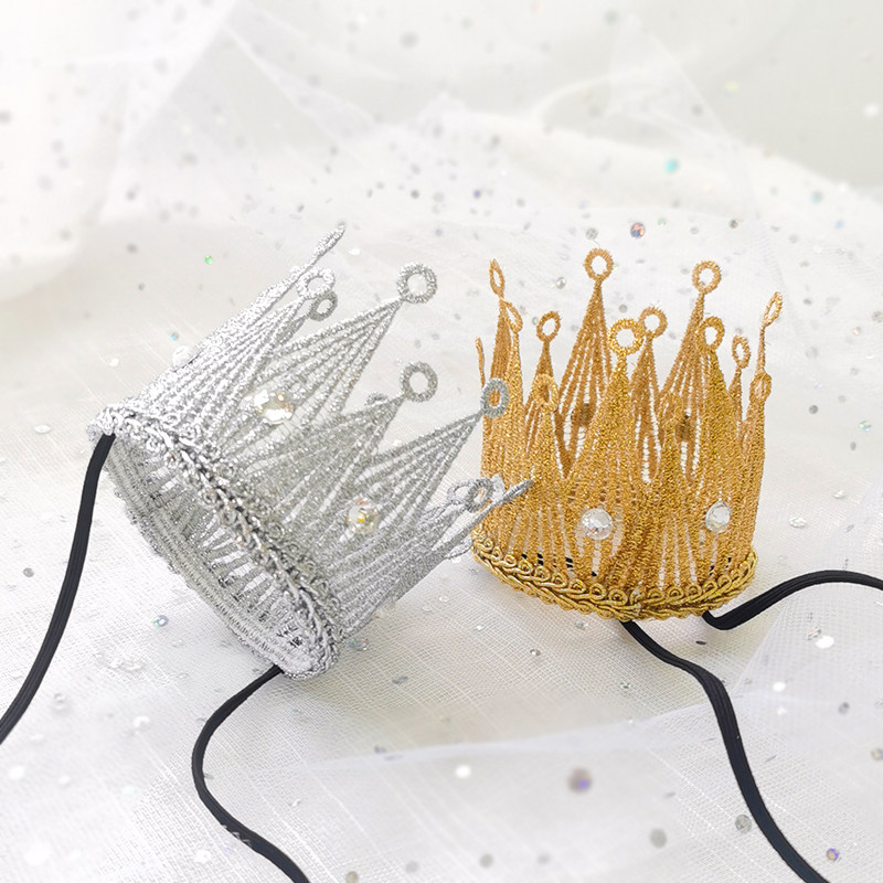 Boy girl birthday hat in Crown birthday hat Baby birthday decorated adult gold and silver crown cap