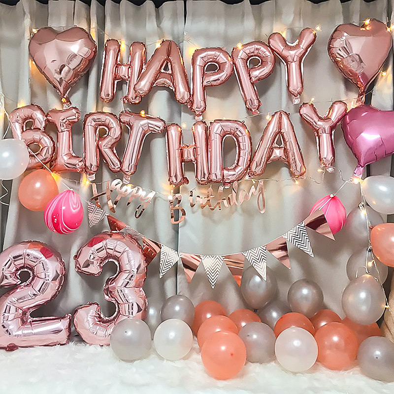 Happy Birthday Party Girl Boy Surprise Scene Arrangement Background Wall Balloon Baby One Year Old Decoration Supplies