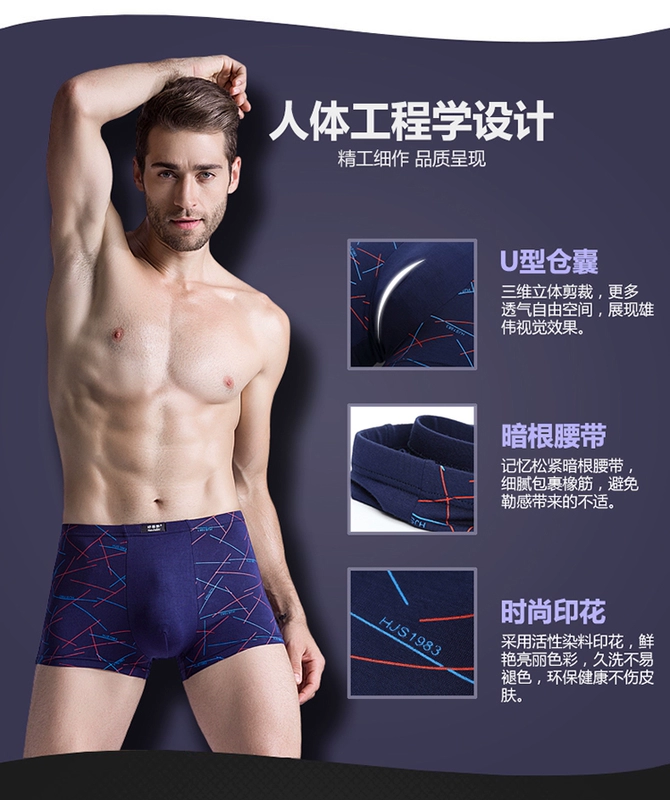 Đồ lót nam, boyshort, bông modal, XL, chất béo, chất béo, lỏng lẻo, bốn góc, 200 pounds, quần short