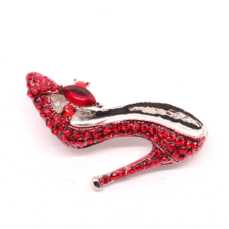 Hot-Selling Diamond-Encrusted Alloy Red High-Heeled Shoes Brooch Ballet Shoes Clothing Suit Coat Accessories Jewelry