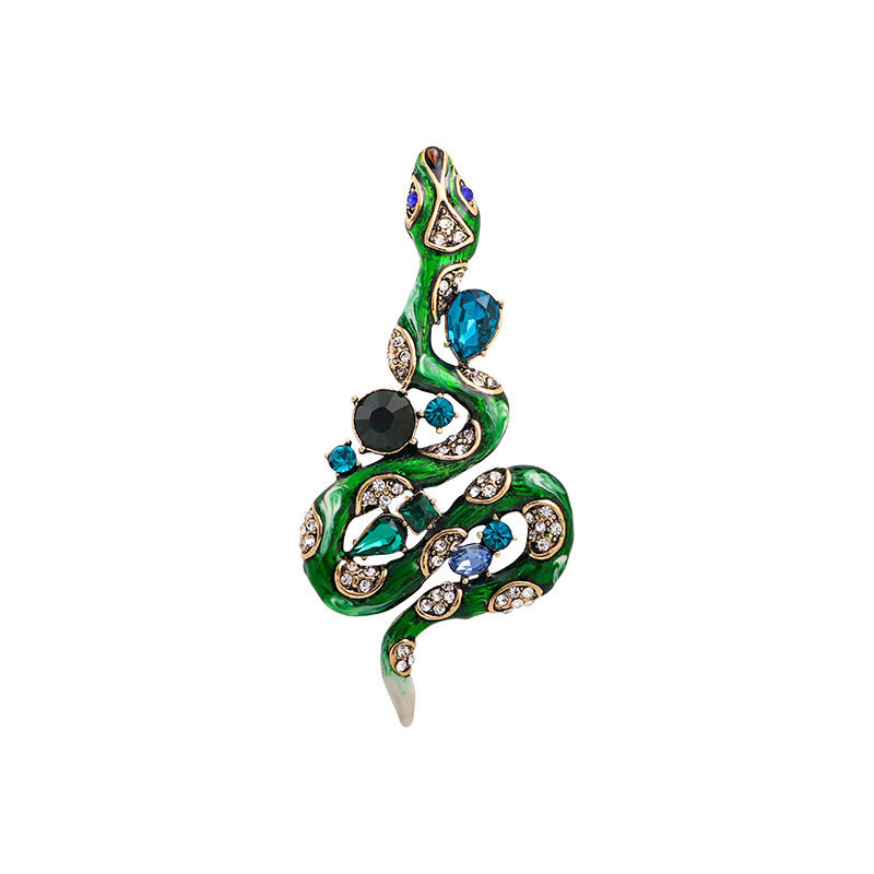 Fashionable retro dripping snake brooch, versatile and unique pendant for men and women, clothing accessory, snake pin.