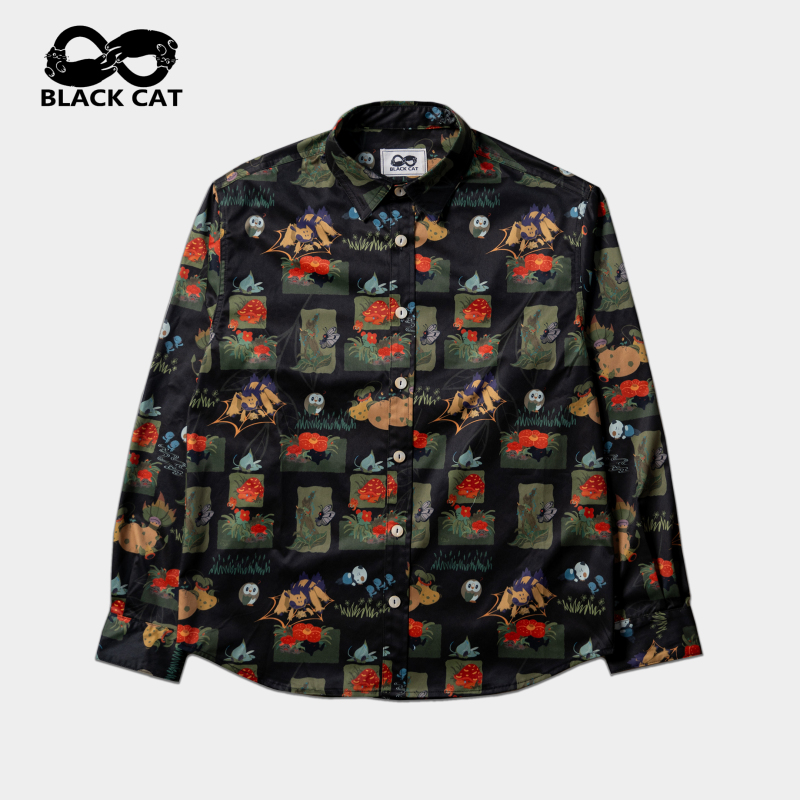 Blackcatbb Original Design Pokemon Forest Series Shirt, Same Style for Men and Women, Loose Casual Long-Sleeved Shirt Blackcatbb Original Design Pokemon Forest Series Shirt, Same Style for Men and Women, Loose Casual Long-Sleeved Shirt