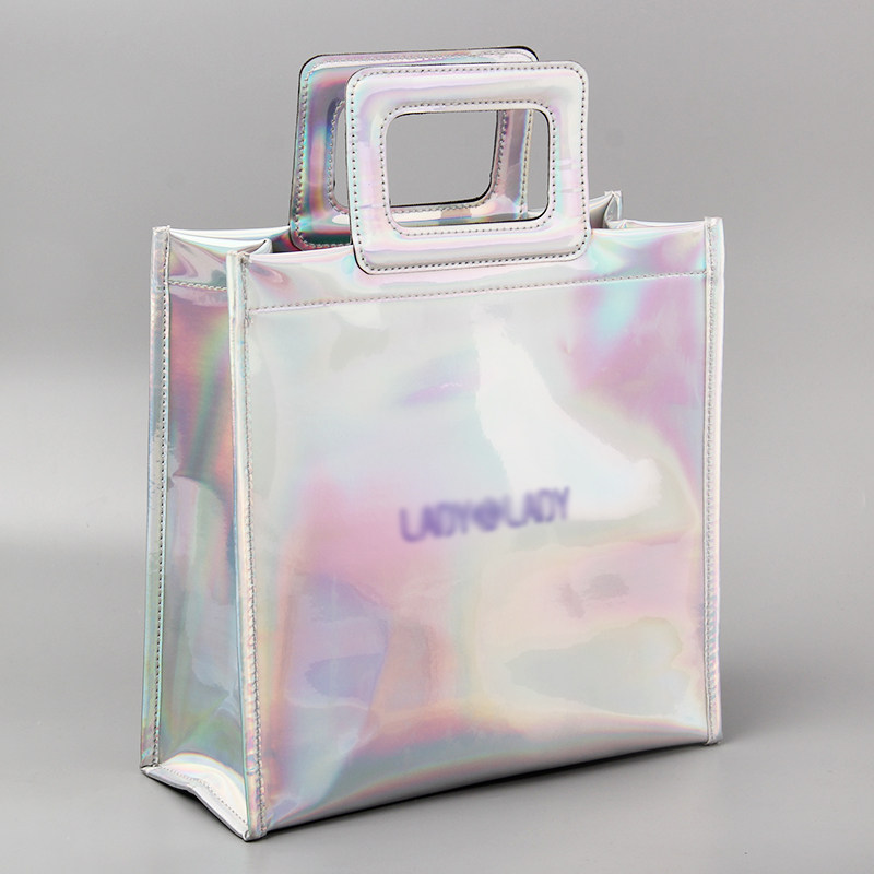 Transparent jelly bag laser PVC tote bag jelly bag festival happy sugar gift box bag makeup bag storage wash bag