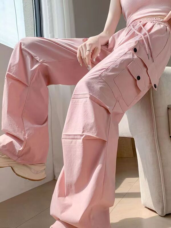 American-Style Work Pants for Women, Stylish and Casual, High-Waisted, Slimming, Straight-Leg Pants, Loose and Versatile, Wide-Leg Sweatpants, Trendy in ins