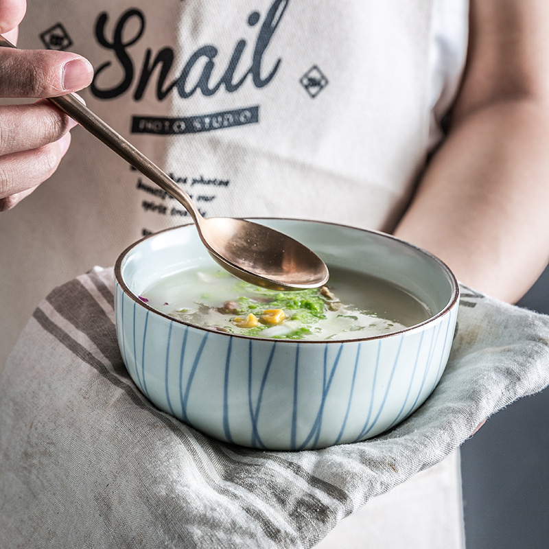 Jian Lin home eat rice bowl Japanese - style tableware dishes European ceramic pot soup bowl ears bowl rice bowls see green