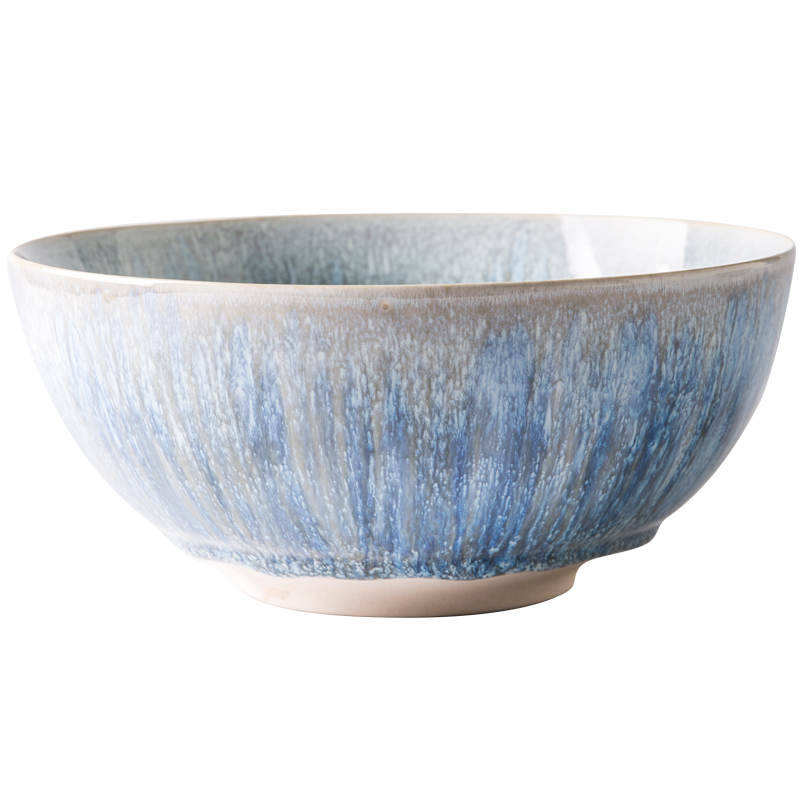 Gradient blue creative 8 inches large bowl of soup bowl bowl of Korean tableware rainbow such as use of household ceramic bowl big salad bowl