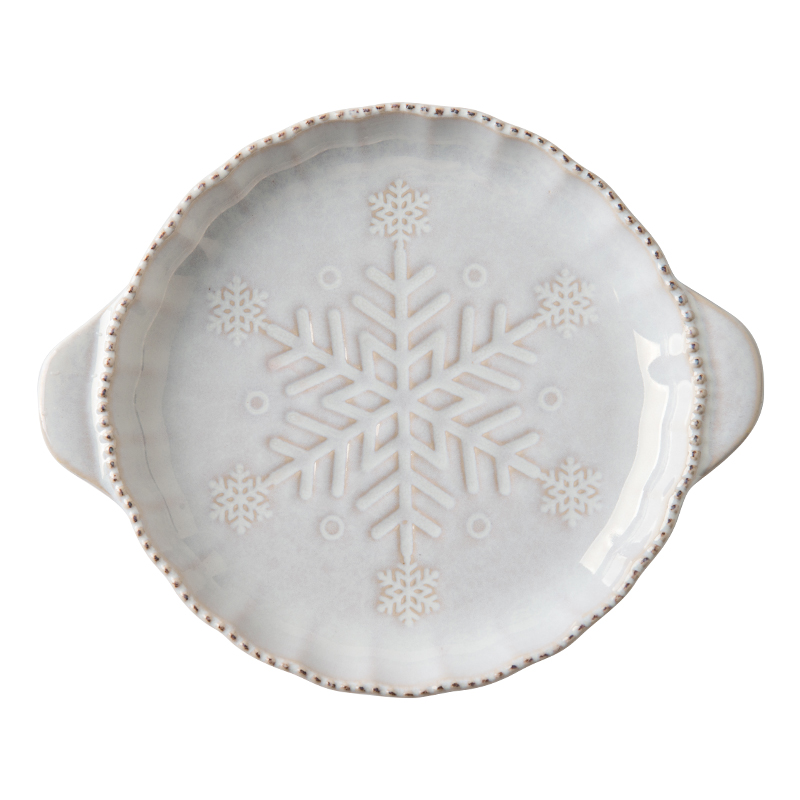 Jian Lin, Nordic household tableware ceramic bowl eating western food steak salad bowl dish, lovely beautiful snowflakes