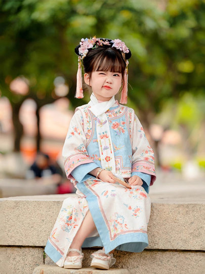 Cheongsam rosa de estilo de la dinastía Qing para niña, traje étnico Tang Manchu acolchado Hanfu para bebé, otoño e invierno, para mujer